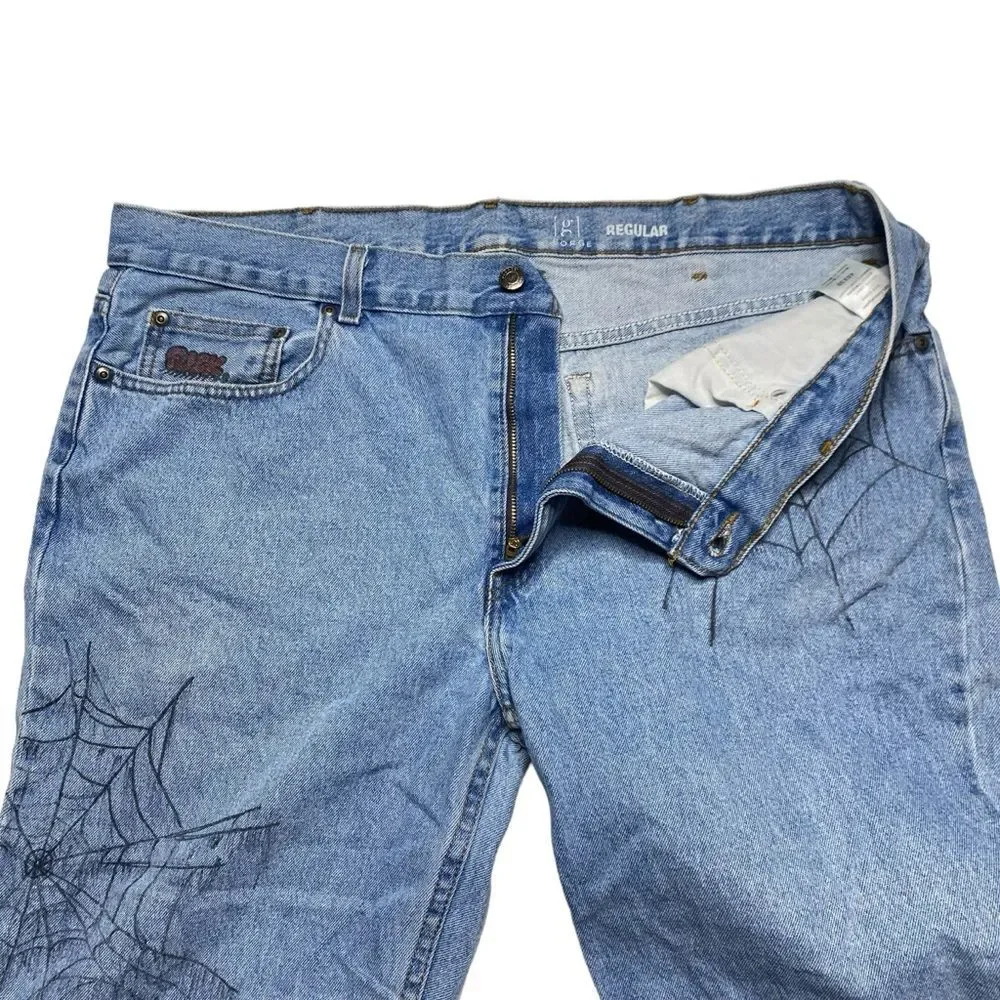 Custom Punk Emo Grunge Spiderweb Denim Jeans Sz 30x30 PLEASE READ DETAILS